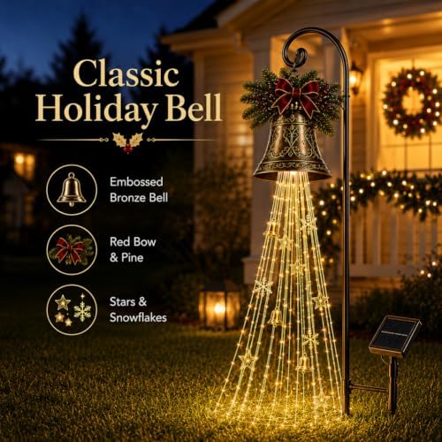 Solar Christmas Bell Lights, Cascading Waterfall Garden Stake Decor - Image 2