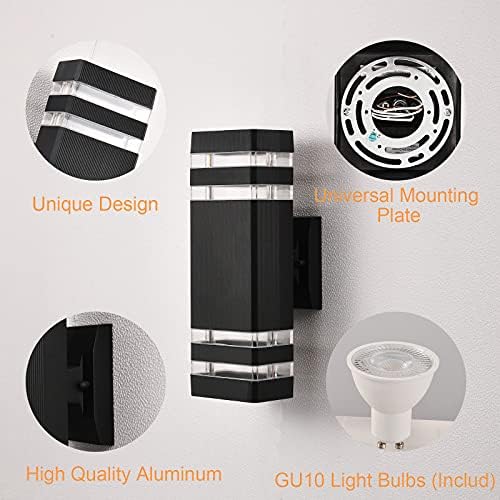 DASTOR Modern Outdoor Wall Light, Black Outdoor Light Fixture Wall Mount, Body in Aluminum Exterior Lights for House, Up and Down Lights Outdoor Sconces Wall Lighting for Porch Patio Garage - Image 5
