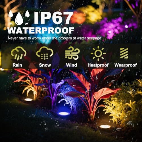 8Pack RGB Color Changing Low Voltage Landscape Lights with Connecotrs 3W LED 12V Outdoor Inground Lights Waterproof Well Lighting Christmas Decorative Lighting for Garden,Yard,Patio(RGB) - Image 6