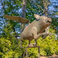 Large Rocking Animals with Flapping Wings Garden Stakes (Bronze, Flying Pig) by ZaerLtd