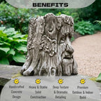 OLOMA Tree Stump Face Concrete Garden Statue Outdoor Sculpture for Patio Yard Lawn Decor Rustic Woodland Planter Style Ornament Fantasy Forest Garden Decoration Gift - Image 2