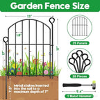 Decorative Garden Fence 17in (H) x25ft (L),Arched Rustproof Metal No Dig - Image 2
