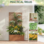 VINGLI 71"H Metal Raised Garden Bed with Trellis, Outdoor Planter Box for Climbing Vegetables, Fruits and Flowers, Privacy Screen, for Backyard, Patio, Balcony (Brown) - Image 4