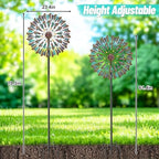 Wind Spinner Kinetic Wind Sculpture, 24.3"W x 79.3"H Large Metal Outdoor Windmill with 5‑Prong Stable Base, 360° Wind Catcher, Eye‑Catching Yard Art Decor for Patio Lawn Garden Backyard (Retro Green) - Image 5