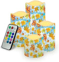 Jeiento 4 Pcs Flickering Flameless Candles Thanksgiving Realistic LED Candles Fall Sky Battery Operated Candles,Thanksgiving Home Coffee Shop Decorations Table Top by Jeiento