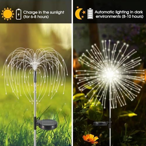 HPUFKOT Solar Garden Lights Outdoor,Waterproof Garden, 2PC 200 LED Twinkling Firework Lights Decorative with 8 Modes,Decor for Yard Patio Pathway Lawn for Yard Outside Fairy Decorative - Image 5