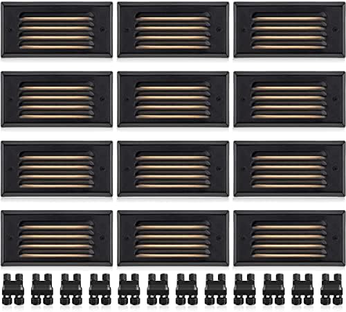SUNVIE 6" Low Voltage Step Lights Outdoor 5W 3000K Black Aluminum 12-Pack by SUNVIE