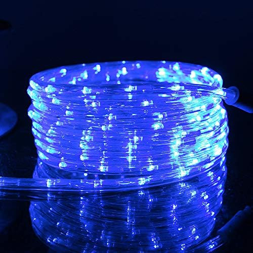 DINGFU 50ft 360 LED Waterproof Rope Lights, 110V Connectable Indoor Outdoor Blue Rope Lights for Outside, Deck, Patio, Pool, Camping, Bedroom Decor, Landscape Lighting and More (Blue) - Image 6