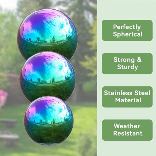 Lily's Home Gazing Globe Mirror Ball in Rainbow Stainless Steel - 10 Inch - Image 4