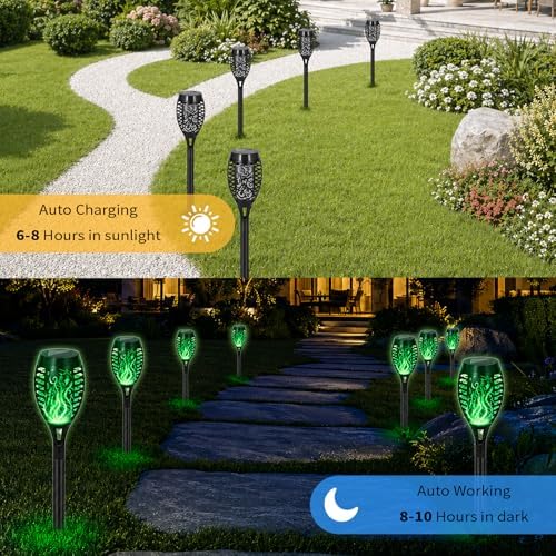 8 Pack Solar Pathway Lights Outdoor, Solar Torches Lights Halloween Decor - Image 6