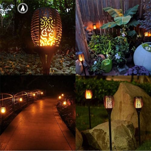 GeRRiT Solar Flickering Dancing Flame Lights Waterproof Solar Torch Lights for Outdoor Garden Patio Pathway Yard Driveway Halloween Decorative (4,33led) - Image 7