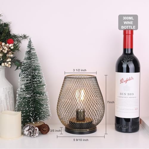 NEEDOMO Set of 6 Battery Operated Lamp Outdoor Table Lantern, LED Metal Cage with Timer Mode, Vintage Decorative Lights Cordless Lamp Indoor Outdoor Patio Bedroom Living Room (Golden) - Image 3