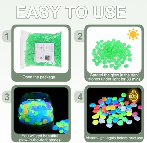 Glow in the Dark Stones Luminous Pebbles Light Up 3000Pcs Green - Image 5