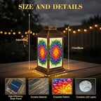 Solar Lantern Outdoor Waterproof Abstract Colorful Geometric Leaf Gradient Rainbow Shades Garden Decor LED Hanging Solar Lights Tabletop Lamp Gifts for Women Mom Outside Yard Patio Porch - Image 2