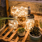 4 Pack Solar Lights - Mason Jar Lids Fairy Lights with Hangers - for Outdoor Garden Backyard Fence Deck Christmas Halloween Decorations - Image 5