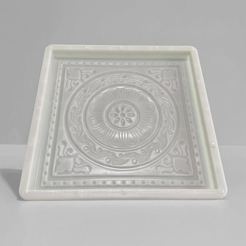 Stepping Stone Concrete Mold for Decorative Garden, Square Floral Pattern, 17.13 x 17.13 x 1.5 inches, Used for DIY Garden Path Stepping Stone Cement Molds（1 Pack） (Pattern-E) - Image 3