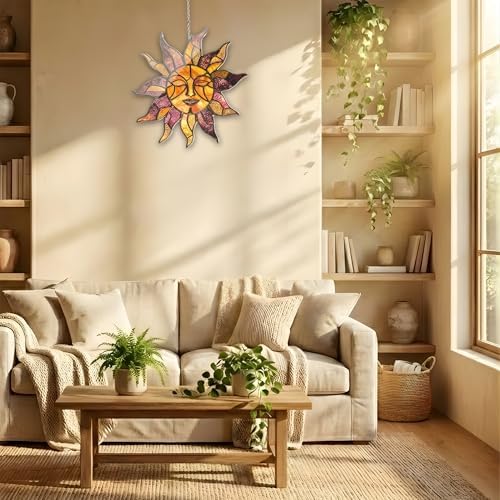 Sun Acrylic Suncatcher Size 8 inches, Boho Stained Glass Effect Window Hanging Ornament, Garden Decor, Gift for Mother's Day - Image 6
