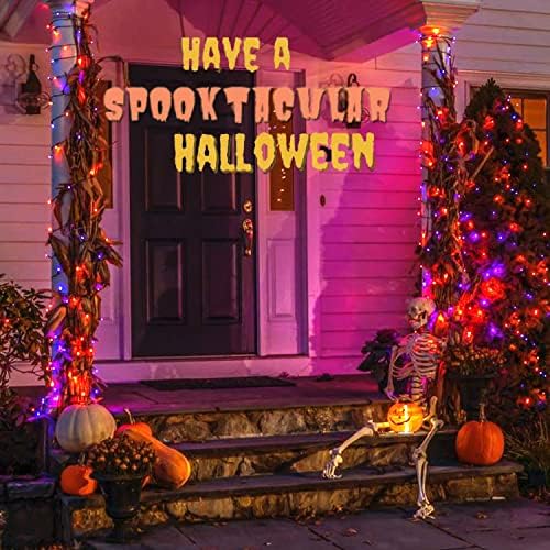 Solar Halloween Lights Outdoor 2 Pack 480 LED String Lights Orange Purple - Image 2