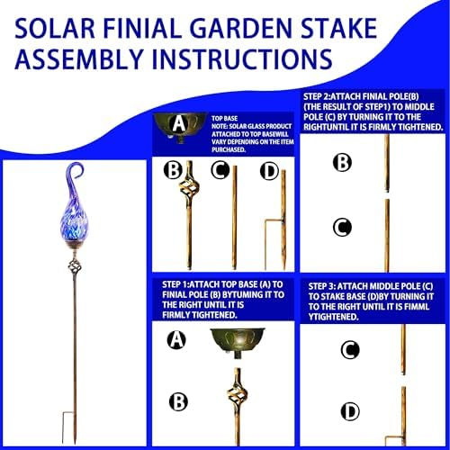 Garden Solar Lights,Flame Solar Lights Outdoor - Hand Blown Glass Waterproof Glass Stakes Outdoor Waterproof Blue Flame Solar Light - Image 6