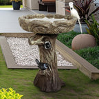 23" H Concrete Birdbath for Outdoor Garden with a Fake Bird Decor - Freestanding Trunk Like Bird Bath for Outside Garden Patio or Yard Decor - Image 6