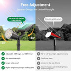 Solar Spot Lights Outdoor Waterproof: 1000LM Big Adjustable Spotlight - 2-in-1 15Hrs+ Long Lasting Spot Light - Solar Powered Spotlights Landscape Lighting for Garden, Yard, Tree, Flag, Wall, Pathway - Image 5