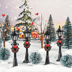 32 PCS Christmas Figurine Village Accessories, Mini Street Light Models with Brush Trees, Miniature Christmas Pathway Street Lamps Lantern Post for DIY Micro Landscape Fairy Garden - Image 3