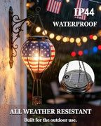 Hot Air Balloon Solar Lantern, American Flag Glass Solar Light Garden Decor - Image 4