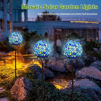 VCUTEKA Decorative Solar Garden Lights, 6" Mosaic Globe Outdoor Stake - Image 3