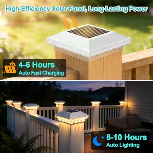 Brightever 4x4 Solar Post Cap Lights, 8 Pack White Solar Post Cap Lights - Image 2