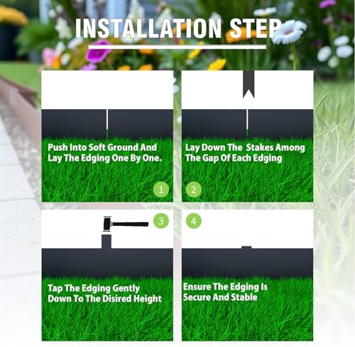 20ft. 6-Pack Galvanized Steel Landscape Edging - 40" L x 6" H Lawn Edging with 6 Stakes, Hammer-in Metal Garden Border for Landscaping, Lawn & Yard (Black) - Image 3