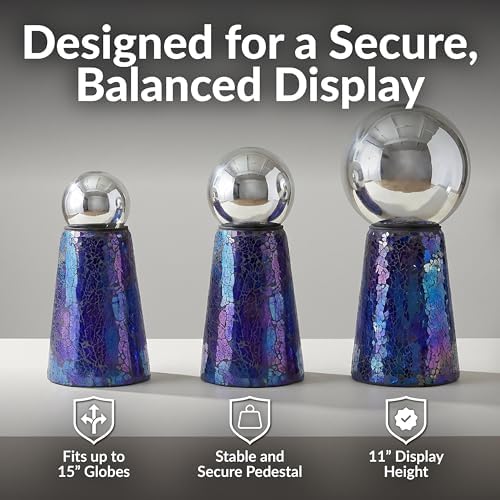 Sunnydaze Glass Gazing Ball Stand for Outdoors, Iridescent Purple - Image 2