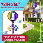 72 in Large Wind Spinners Outdoor, Solar Hot Air Balloon Wind Sculpture - Image 3