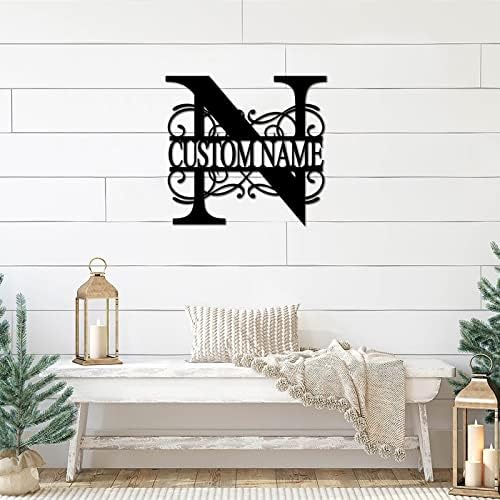 N Custom Name Initial Letter Monogram Metal Sign Distressed Iron Metal Wall Sculpture Decor Sign Modern Metal House Numbers Sign House Numbers Sign for Lodge Living Room Man Cave Home Decor 24 Inch - Image 3