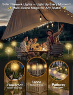 suddus Solar Garden Lights Outdoor Waterproof Decorative, 4Pack 150LED Firework Lights, Solar Fairy Lights for Yard, Garden, Patio, Pathway, Flowerbed, Party, Wedding Outside Decor- Warm White - Image 2