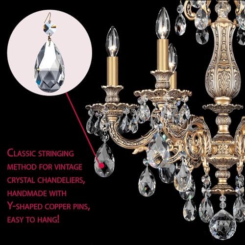 12pcs 76mm Clear Teardrop Crystal Chandelier Prisms Replacement Parts, Hanging Glass Beads for Chandelier Decoration,Suncatcher Fengshui Decoration (Clear Beads with Silver Plated Pin, 76mm(3.0")) - Image 7