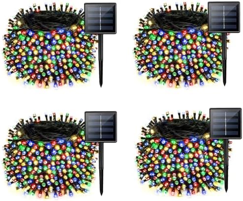 Solar Christmas lights Outdoor 4 Pack 480 LED Solar String Light Multicolor by Albelt
