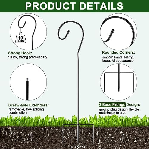 Therwen 24 Pcs 32 Inch Outdoor Shepherds Hooks Bulk for Garden Decor - Image 3