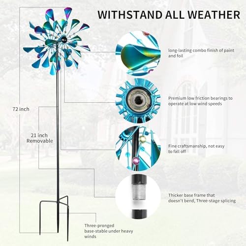 DECOROCA Kinetic Wind Spinners Outdoor - Large Metal Wind Sculptures - Image 3