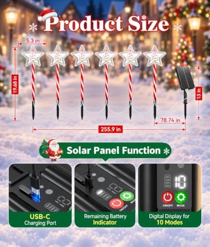 Solar Christmas Lights Outdoor, 10 Pack Star Tree Pathway Lights, Colorful - Image 2