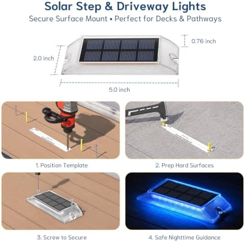 Solar Step Lights Outdoor, 6 Pack 2 Colors in 1 LED Solar Walkway Lights - Image 7