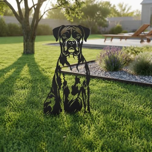 Dog Metal Garden Stake - Weatherproof Dog Silhouette Yard Art, Decorative Outdoor Sign for Lawn & Patio, Heartfelt Gift for Boxer Lovers(Jump,10") - Image 2