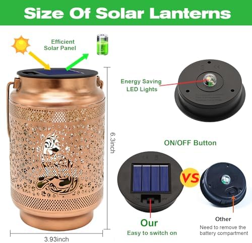 2 Pack Cat Solar Lanterns Outdoor Waterproof Garden Decor, Dragonfly Birthday Gifts for Women Mom Grandma Christmas, Metal Hanging Solar Lights for Outside Yard Patio Pathway Backyard Porch - Image 2