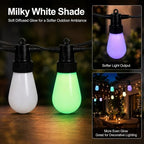 Outdoor String Lights 100FT, Milky White RGBW Patio Lights - Image 2
