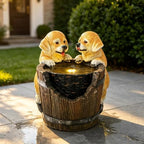 14.6" Cascading Rock Outdoor Water Fountain with LED Lights, Freestanding Waterfall Fountain, IPX8 Waterproof, Natural Stone Look Decor for Garden, Patio, Yard & Deck by Unknown