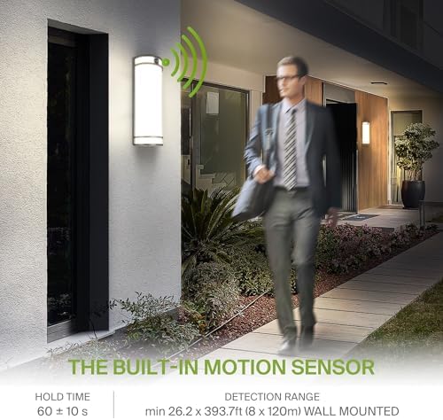 ASD LED Outdoor Wall Sconce, Motion Sensor 3000K 4000K 5000K Black - Image 3