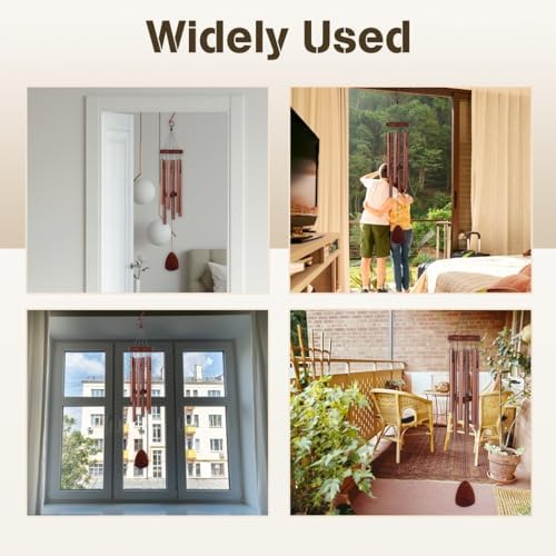 Elegant Copper-Red Wind Chime for Home and Garden, Memorial Wind Chime with 6 Aluminum Tubes, 32-Inch - Image 6