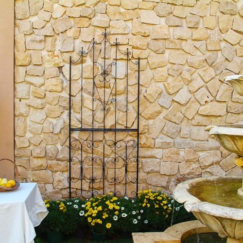 Metal Trellis 86.6" H x 29.5" W Powder-Coated Black Attractive Plant Support Garden Trellis Stylish Garden Addition Lattice Outdoor Yard Décor Roses Vine Ivy Clematis Trellises Black - Image 6