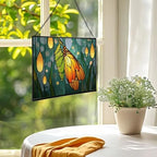 Butterfly Emerging from Chrysalis Rectangular Stained Glass Suncatcher – Hanging Window Panel with Animal & Nature Scene – Vibrant Glass Art Gift for Wildlife, Fantasy, Nature Lovers M4eGGH - Image 2