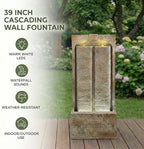 39.37" Outdoor Water Fountain with LED Lights, 3-Tier Cascading Resin Waterfall Freestanding Garden Feature for Patio, Balcony, Porch & Yard Decor - Image 4