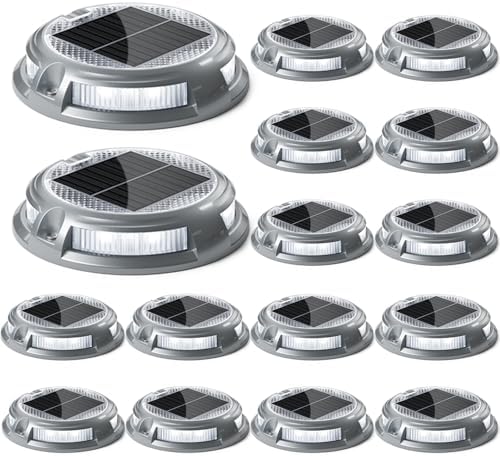 SIEDiNLAR Solar Driveway Lights Outdoor, 16 LEDs with 9 Modes RGB (16 Pack) by Siedinlar